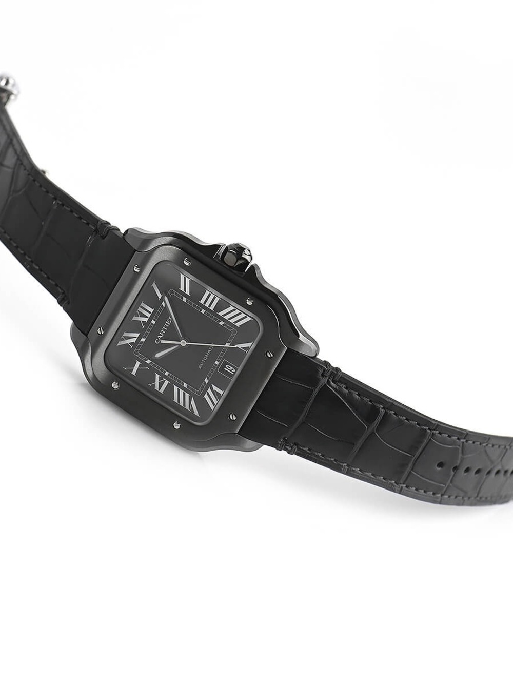 Black automatic stainless steel Square Dial Men's Watch with Roman and  Numerals